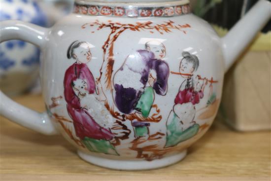 Five Chinese teapots, one lacking cover tallest 13.5cm